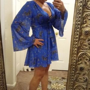 Free People Boho Style Floral Wrap Dress